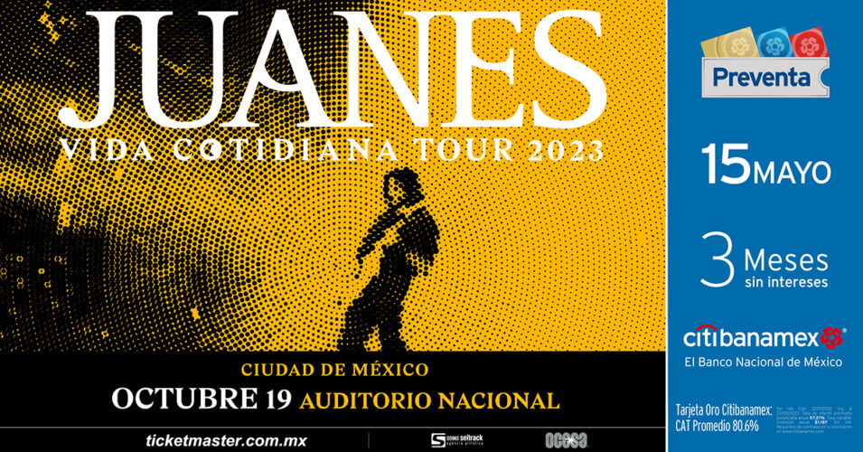 Juanes presenta nuevo material en el Coloso de Reforma.