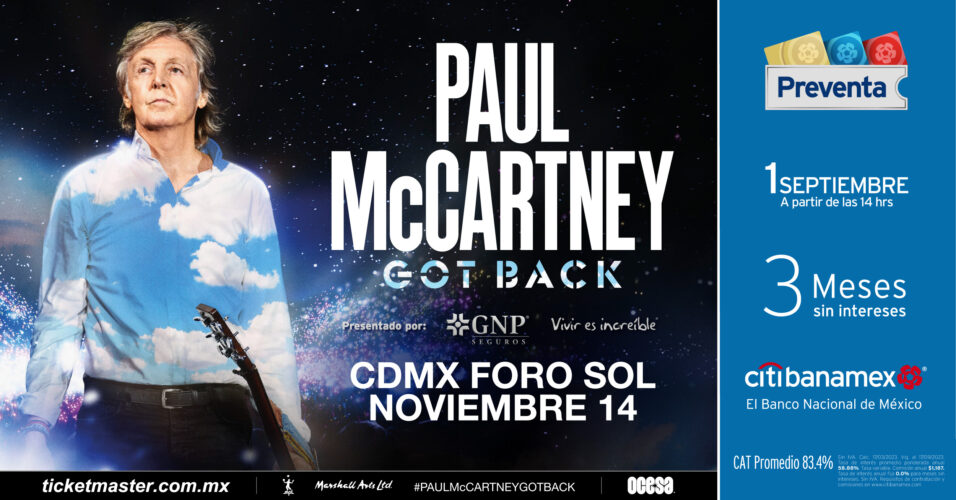 Paul McCartney anuncia fecha en el foro sol