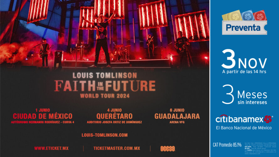 Louis Tomlinson presentara su último material titulado Faith In The Future en el Autódromo hermanos Rodríguez