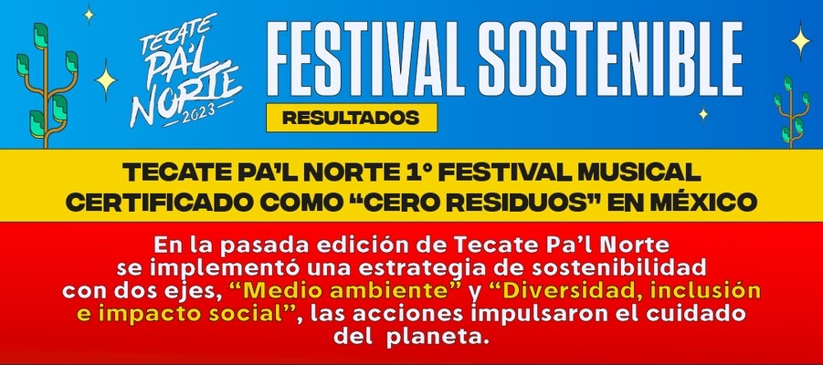 Tecate Pa´l Norte certificado como el primer festival musical  “Cero Residuos” en México.