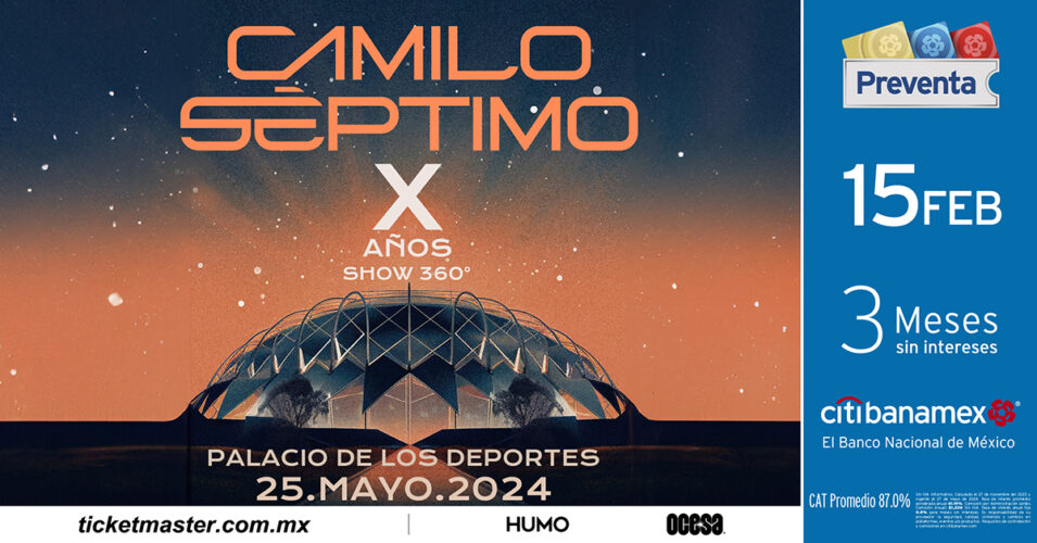 Camilo séptimo dará un viaje musical por su decimo aniversario en el Palacio de los deportes