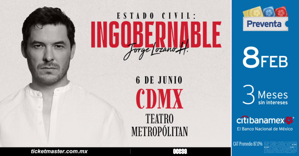 JORGE LOZANO H. llega al Teatro Metropólitan con su conferencia Estado Civil: Ingobernable