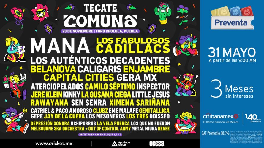 Los Fabulosos Cadillacs, Maná y Belanova encabezan la sexta edición del Tecate Comuna.