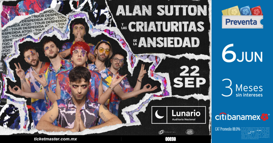 Alan Sutton y Las Criaturitas de la Ansiedad en el Lunario promete ser una noche llena de energía y creatividad.